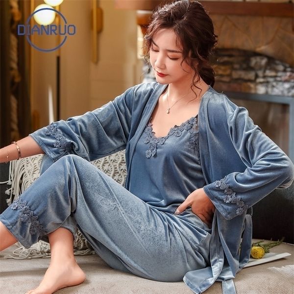 dianruo autumn winter warm pajamas set women sleepwear velvet pink homewear woman pajamas long pant robe 3pcs suit q378 201113, Black;red
dianruo autumn winter warm pajamas set women sleepwear velvet pink homewear woman pajamas long pant robe 3pcs suit q378 201113, Black;red