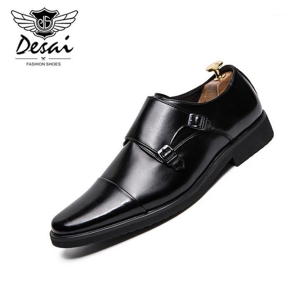 large size men's casual leather brogue shoes fashion retro british shoes man business dress shoe with double buckle1, Black