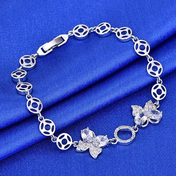 zircon inlaid white gold color plated o letter between double butterfly chains bracelet crystal rhinestone, Black
zircon inlaid white gold color plated o letter between double butterfly chains bracelet crystal rhinestone, Black