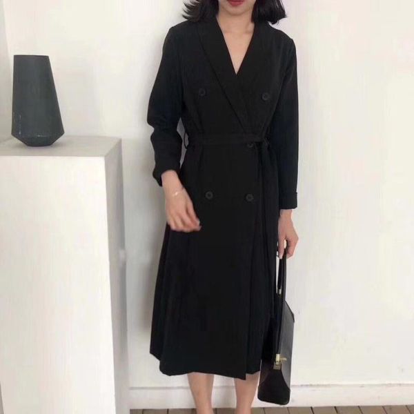 2019 autumn lapel double-breasted new loose long thin coat long sleeve outerwear1, Tan;black
2019 autumn lapel double-breasted new loose long thin coat long sleeve outerwear1, Tan;black