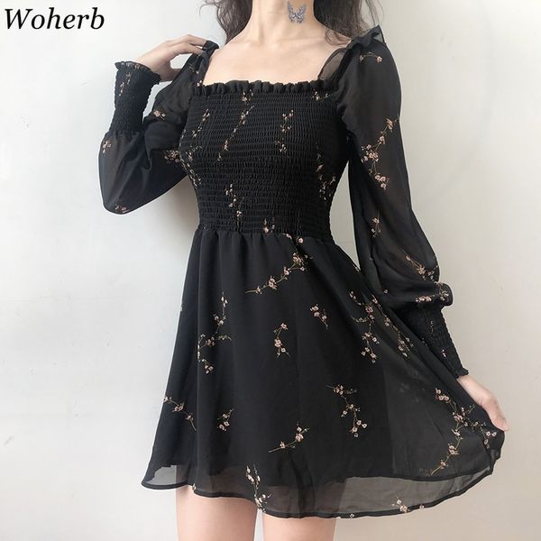 woherb summer womens black dress vintage flower long puff sleeve chiffon dresses korean casual mini vestidos mujer 21593 t200416, Black;gray
woherb summer womens black dress vintage flower long puff sleeve chiffon dresses korean casual mini vestidos mujer 21593 t200416, Black;gray