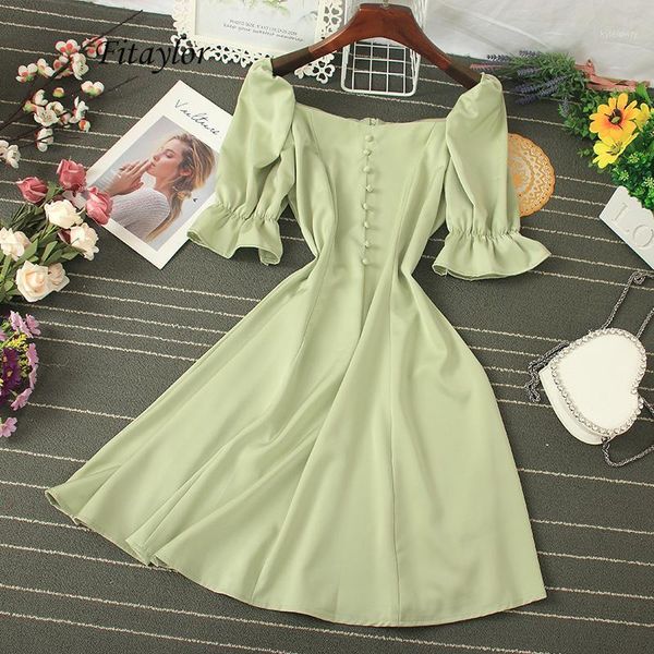 fitaylor summer square collar flare sleeve vintage dress women button decoration floral print high waist knee-length dresses1, Black;gray
fitaylor summer square collar flare sleeve vintage dress women button decoration floral print high waist knee-length dresses1, Black;gray
