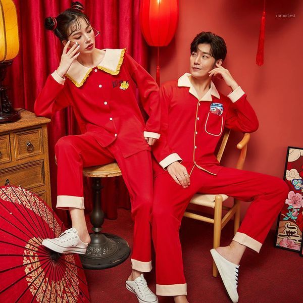 men's sleepwear autumn cardigan couple pajamas set cute doll collar red women long sleeve lounge homewear oversized year sleepwear1, Black;brown
men's sleepwear autumn cardigan couple pajamas set cute doll collar red women long sleeve lounge homewear oversized year sleepwear1, Black;brown