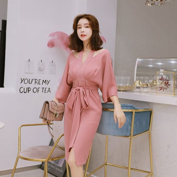 2021 new female fashion club pink three-quarters length necktie summer dress 27ce, Black;gray
2021 new female fashion club pink three-quarters length necktie summer dress 27ce, Black;gray