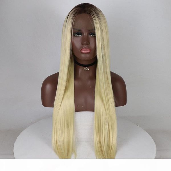 fantasy beauty 4 t 613 ombre blonde wigs with dark roots straight lace front wig synthetic heat resistant wigs for women 24 inch, Black 
fantasy beauty 4 t 613 ombre blonde wigs with dark roots straight lace front wig synthetic heat resistant wigs for women 24 inch, Black