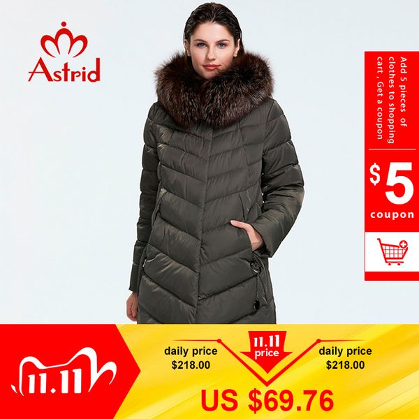 astrid winter new arrival down jacket women with a fur collar loose clothing outerwear quality women winter coat fr-2160 201103, Black 
astrid winter new arrival down jacket women with a fur collar loose clothing outerwear quality women winter coat fr-2160 201103, Black