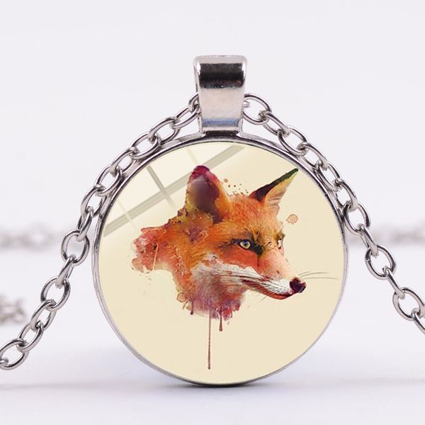 fox painting necklace beautiful little fox in forest glass crystal pendant lady sweater chain fashion animal jewelry, Silver
fox painting necklace beautiful little fox in forest glass crystal pendant lady sweater chain fashion animal jewelry, Silver