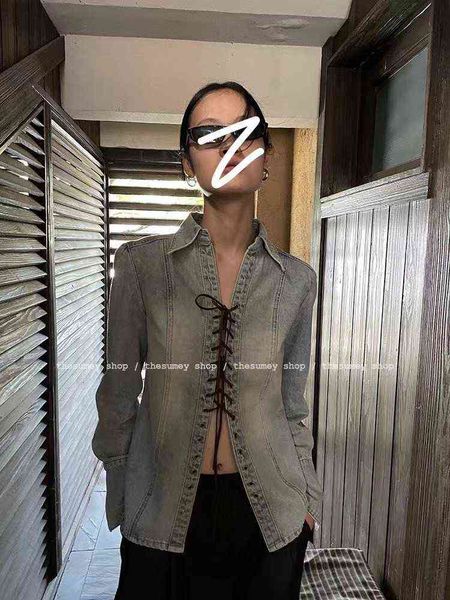 women's jackets thumey2022 korean cross leather rope strap washing long sleeved denim shirt women's spring and autumn dign, Black;brown
women's jackets thumey2022 korean cross leather rope strap washing long sleeved denim shirt women's spring and autumn dign, Black;brown