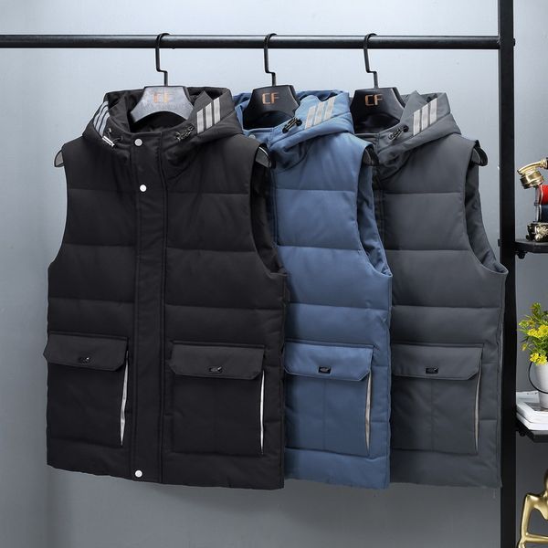2020 winter new men's coat thickened down warm vest cotton shoulder, Black;white
2020 winter new men's coat thickened down warm vest cotton shoulder, Black;white