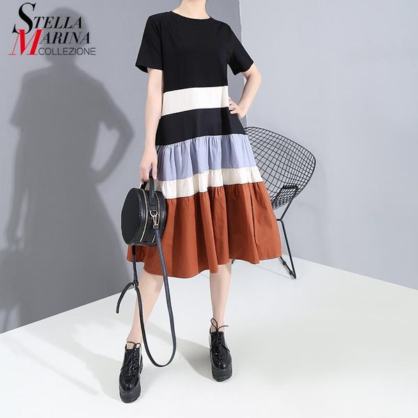 short-sleeve cross stripes black patchwork summer dress o neck ladies casual style cute midi vestidos kg-216, Black;gray
short-sleeve cross stripes black patchwork summer dress o neck ladies casual style cute midi vestidos kg-216, Black;gray