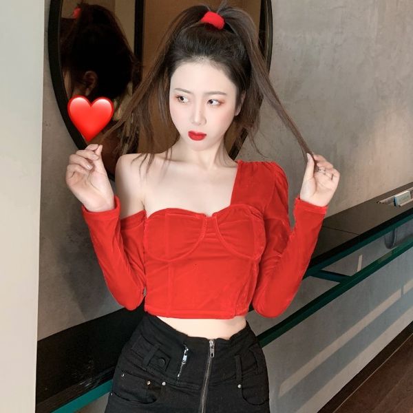 2020 autumn new velvet short off shoulder small bottoming shirt long sleeve temperament slim t-shirt for women
2020 autumn new velvet short off shoulder small bottoming shirt long sleeve temperament slim t-shirt for women