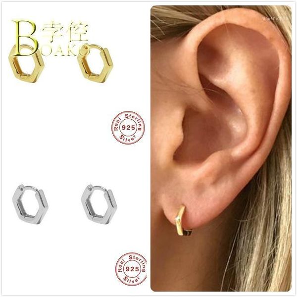real 925 silver earrings for women gold hexagon small hoop earrings girl ear piercing earring punk men geometric aretes b51, Golden;silver
real 925 silver earrings for women gold hexagon small hoop earrings girl ear piercing earring punk men geometric aretes b51, Golden;silver
