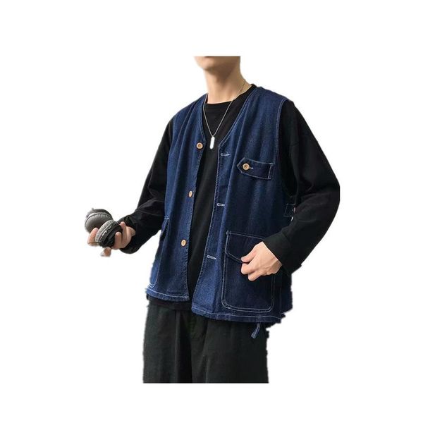 men's vests m-xxl casual lapel denim vest jacket vintage slim fit sleeveless jeans single breasted big pockets waistcoat mens, Black;white
men's vests m-xxl casual lapel denim vest jacket vintage slim fit sleeveless jeans single breasted big pockets waistcoat mens, Black;white