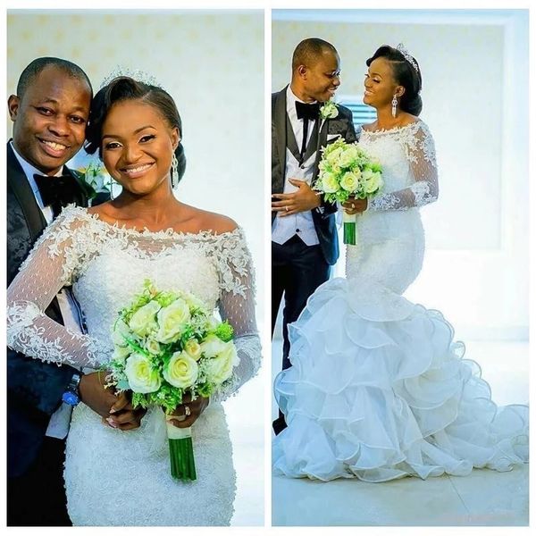 2021 gorgeous ruffles african wedding dresses white lace long sleeves mermaid bridal gowns tiers skirt organza plus size marriage dress
2021 gorgeous ruffles african wedding dresses white lace long sleeves mermaid bridal gowns tiers skirt organza plus size marriage dress