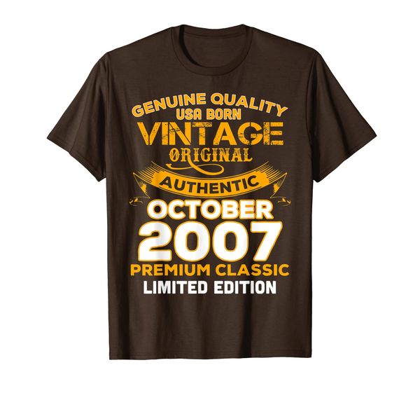 genuine quality born in october 2007 gift 12th birthday t-shirt, White;black