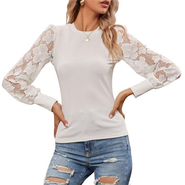women's blouses & shirts hollow out female shirt blusa women solid long sleeve lace blouse office ladies round neck patchwork pullover, White
women's blouses & shirts hollow out female shirt blusa women solid long sleeve lace blouse office ladies round neck patchwork pullover, White