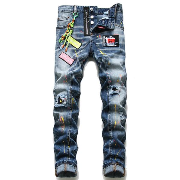 2y micro elastic washed blue mid waist perforated beggar jeans men's autumn and winter retro spray paint pasted straight pants
2y micro elastic washed blue mid waist perforated beggar jeans men's autumn and winter retro spray paint pasted straight pants
