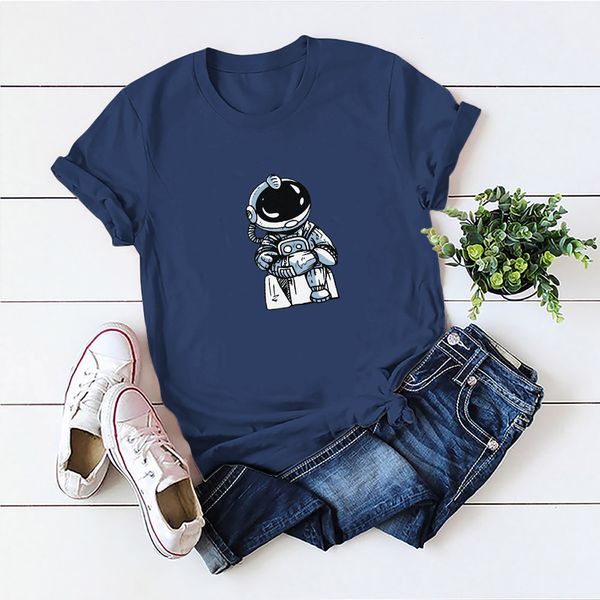 lh20565 summer short solid color astronaut pattern printing all-match casual loose large size round neck t-shirt short sleeves, White
lh20565 summer short solid color astronaut pattern printing all-match casual loose large size round neck t-shirt short sleeves, White
