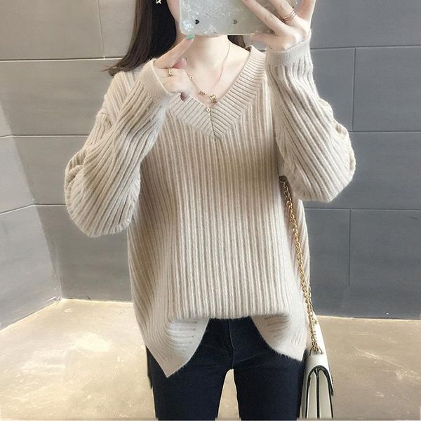 women's sweaters autumn winter v-neck sweater women skinny elastic knitted soft pullover female 2021 korean fashion pullovers khaki bei, White;black
women's sweaters autumn winter v-neck sweater women skinny elastic knitted soft pullover female 2021 korean fashion pullovers khaki bei, White;black