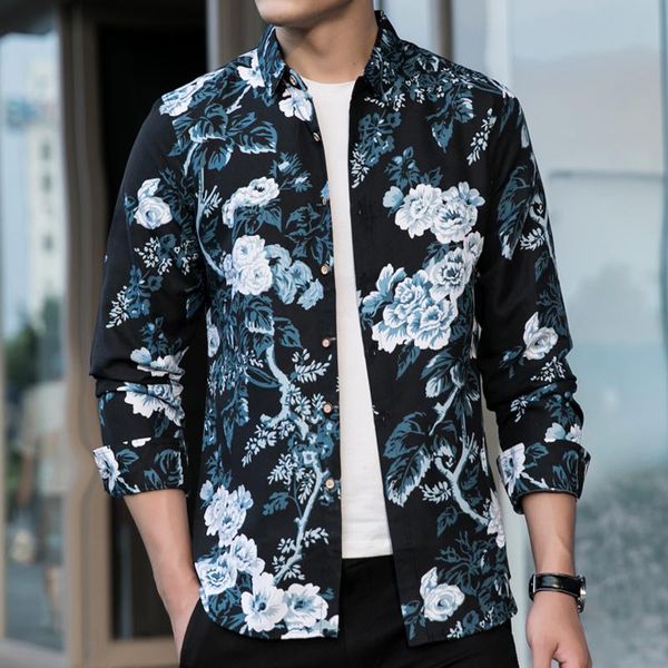 2020 casual shirt europe and america style mens long sleeve shirt stamping printed floral men's, White;black
2020 casual shirt europe and america style mens long sleeve shirt stamping printed floral men's, White;black