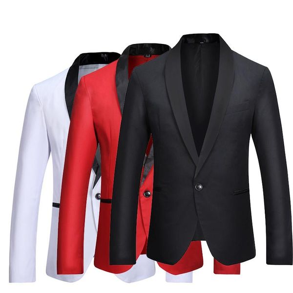 fashion brand men's suit jackets european size s-xl high-end casual male jacket red black white men blazers coats, White;black
fashion brand men's suit jackets european size s-xl high-end casual male jacket red black white men blazers coats, White;black