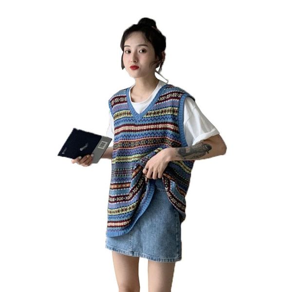 women's vests v-neck striped sweater ladies casual vest summer 2021 korean version of the shirt loose pullover, Black;white
women's vests v-neck striped sweater ladies casual vest summer 2021 korean version of the shirt loose pullover, Black;white