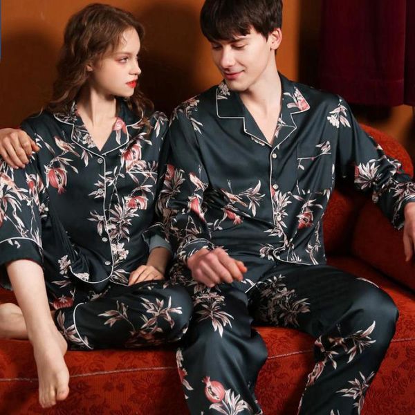 couple 2pcs pajamas suit female satin sleepwear shirt&pants casual nightwear soft homewear silky intimate lingerie home clothes, Black;red
couple 2pcs pajamas suit female satin sleepwear shirt&pants casual nightwear soft homewear silky intimate lingerie home clothes, Black;red