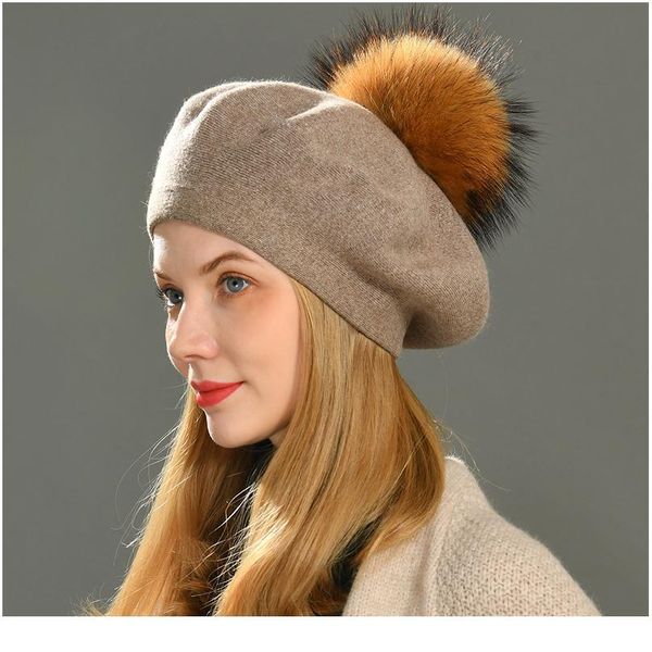 women berets hat winter female casual knitted wool berets with natural raccoon fur pom pom spring ladies solid color be qylkhe
women berets hat winter female casual knitted wool berets with natural raccoon fur pom pom spring ladies solid color be qylkhe