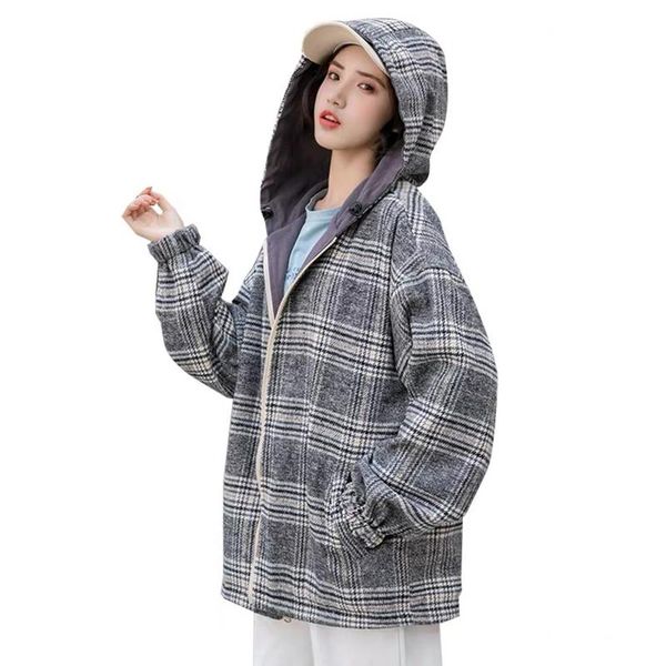 women's jackets 2021 spring autumn plaid two sides wear hooded jacket loose large size streetwear women coats casual girl's baseba, Black;brown
women's jackets 2021 spring autumn plaid two sides wear hooded jacket loose large size streetwear women coats casual girl's baseba, Black;brown