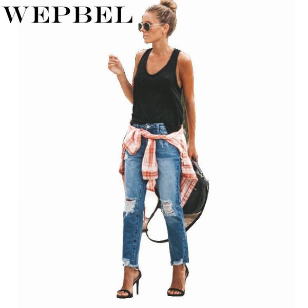 wepbel jeans spring autumn ripped button pocket denim ankle-length pants women's mid-waist hole bleached washed straight jeans, Blue
wepbel jeans spring autumn ripped button pocket denim ankle-length pants women's mid-waist hole bleached washed straight jeans, Blue