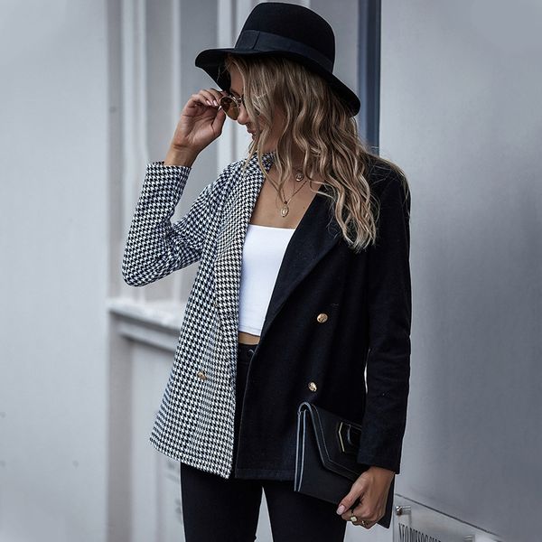 slices double-color 2021 new houndstooth suit female jacket autumn and winter soft lapels 1 tcp3, White;black
slices double-color 2021 new houndstooth suit female jacket autumn and winter soft lapels 1 tcp3, White;black