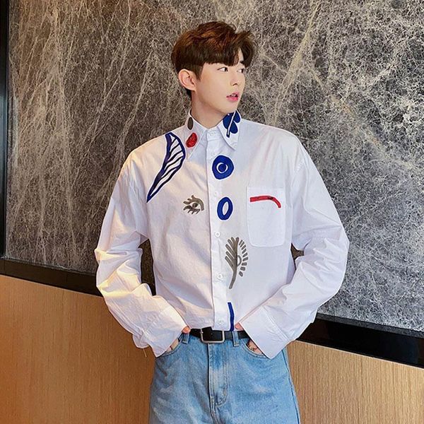 men's casual shirts men print long sleeve loose male korea japan style streetwear white shirts1, White;black
men's casual shirts men print long sleeve loose male korea japan style streetwear white shirts1, White;black