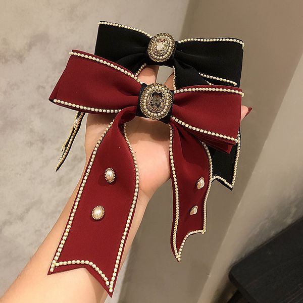 south korea new czech diamond ribbon bow pearl chuck hairpin spring clip ball head hair ornament, White;black
south korea new czech diamond ribbon bow pearl chuck hairpin spring clip ball head hair ornament, White;black