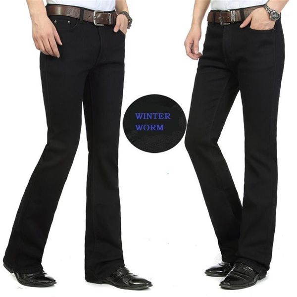 men winter fleece flares jeans male business casual denim long pants color black boot cut trousers1, Blue
men winter fleece flares jeans male business casual denim long pants color black boot cut trousers1, Blue