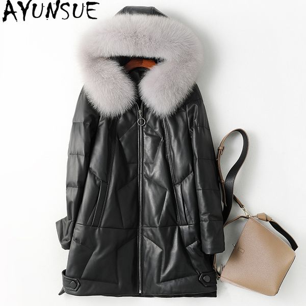 ayunsue women's genuine leather jacket winter duck down jacket hooded fox fur collar 100% sheepskin coat female warm 2020 kj5040 t20081, Black;brown
ayunsue women's genuine leather jacket winter duck down jacket hooded fox fur collar 100% sheepskin coat female warm 2020 kj5040 t20081, Black;brown
