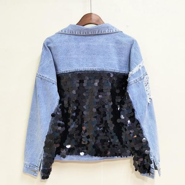 2020 fashion spring new denim jacket female european sequins splice loose denim coats girls students high street coats women1, Black;brown
2020 fashion spring new denim jacket female european sequins splice loose denim coats girls students high street coats women1, Black;brown