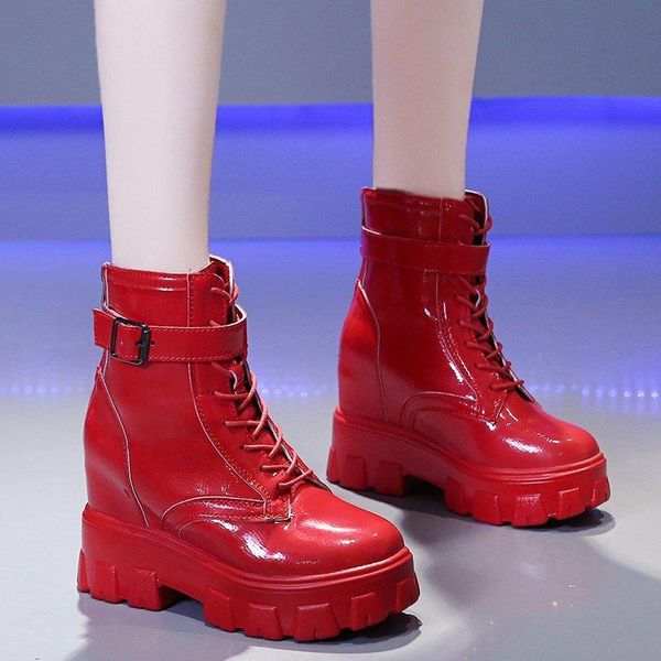 lucyever red patent leather chunky boots women fashion buckle hidden heels ankle boots woman high heels platform shoes, Black
lucyever red patent leather chunky boots women fashion buckle hidden heels ankle boots woman high heels platform shoes, Black