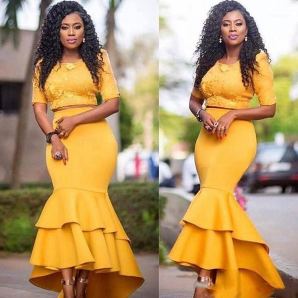 yellow two piece prom dresses 2020 new design mermaid half sleeves lace appliques tiered african formal evening gowns cp5741, White;black
yellow two piece prom dresses 2020 new design mermaid half sleeves lace appliques tiered african formal evening gowns cp5741, White;black