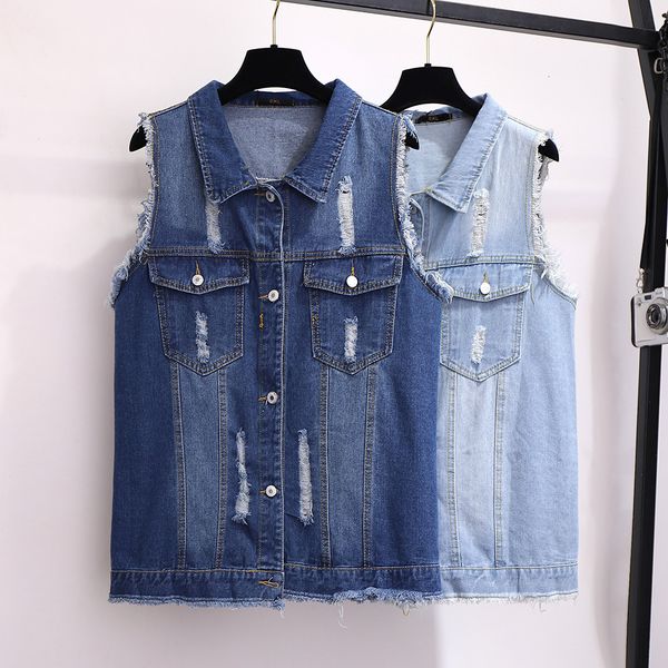 2021 new 2xl-6xl plus size loose denim vest for women vintage hole pocket sleeveless jacket female coat summer jeans waistcoat y349 genc, Black;white
2021 new 2xl-6xl plus size loose denim vest for women vintage hole pocket sleeveless jacket female coat summer jeans waistcoat y349 genc, Black;white