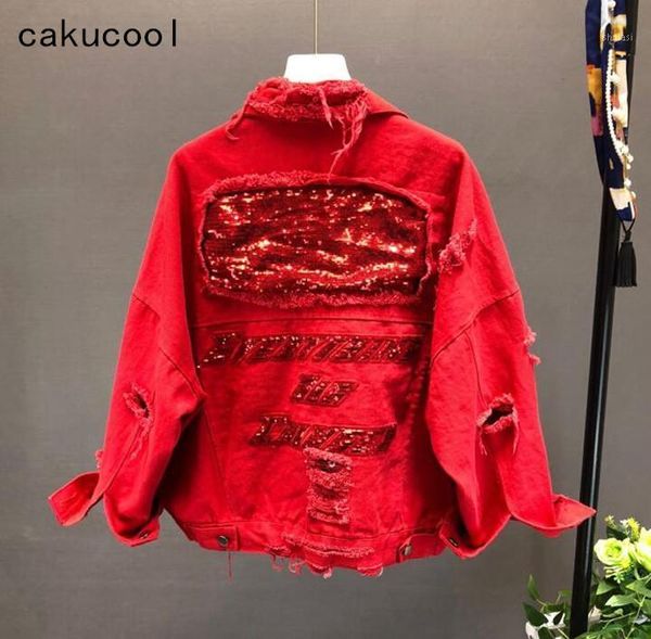 cakucool sequins letters denim jacket autumn women coats black red single breasted women's solid jackets coat loose korean, Black;brown
cakucool sequins letters denim jacket autumn women coats black red single breasted women's solid jackets coat loose korean, Black;brown