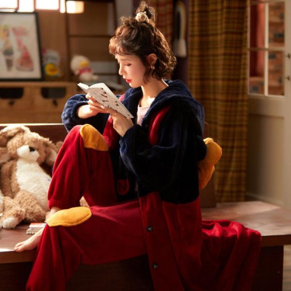 new pajamas women robe homewear warm pajamas thick coral fleece autumn and winter twopiece suit long nightgown sleepwear, Black;red
new pajamas women robe homewear warm pajamas thick coral fleece autumn and winter twopiece suit long nightgown sleepwear, Black;red