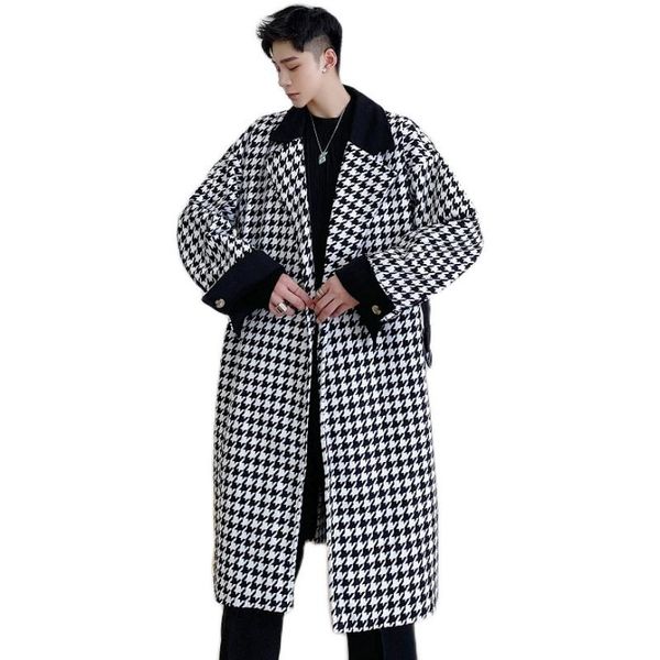 new autumn winter male streetwear vintage wool casual trench jacket outerwear men houndstooth loose plaid woolen trenchcoat, Black
new autumn winter male streetwear vintage wool casual trench jacket outerwear men houndstooth loose plaid woolen trenchcoat, Black