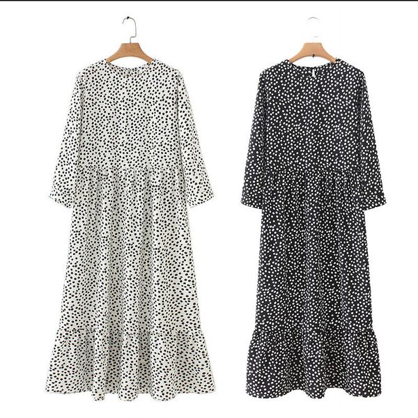 autumn spring ladies polka dot print long dress casual pleated three-quarter sleeve party straight dress chic ankle vestidos xl h1210, Black;gray
autumn spring ladies polka dot print long dress casual pleated three-quarter sleeve party straight dress chic ankle vestidos xl h1210, Black;gray