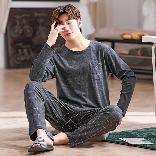 autumn men's pure full cotton pajamas plaid sleepwear plus size l-4xl pajama sets casual sleep&lounge pyjamas pijamas hombre 201109, Black;brown
autumn men's pure full cotton pajamas plaid sleepwear plus size l-4xl pajama sets casual sleep&lounge pyjamas pijamas hombre 201109, Black;brown