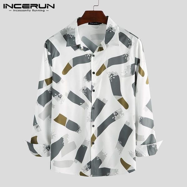 men casual shirt printed turn-down collar fashion long sleeve button streetwear brand mens business shirts camisa incerun 2020, White;black
men casual shirt printed turn-down collar fashion long sleeve button streetwear brand mens business shirts camisa incerun 2020, White;black