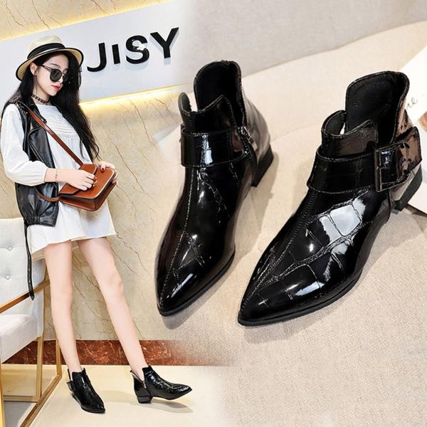 women's boots solid leather zipper thick boots pointed toe shoes outdoor pu leather winter classic female shoes d#, Black
women's boots solid leather zipper thick boots pointed toe shoes outdoor pu leather winter classic female shoes d#, Black