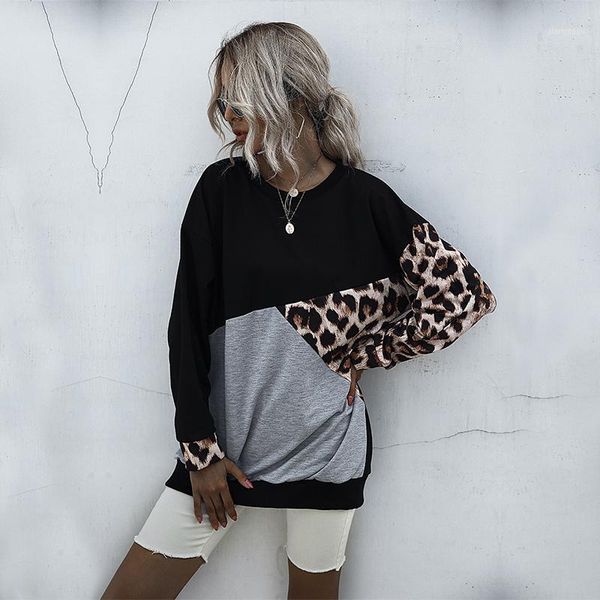 irregular patchwork leopard print women's pullover hoodie lazy o neck loose sweatshirts long sleeve fashion ladies autumn1, White 
irregular patchwork leopard print women's pullover hoodie lazy o neck loose sweatshirts long sleeve fashion ladies autumn1, White