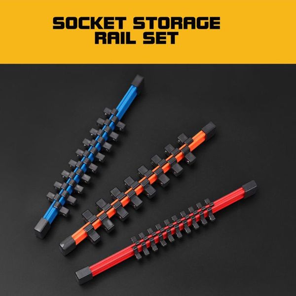 3 pcs double sided socket organizer rail rack holder 1/4 3/8 1/2 inch industrial tool _wk
3 pcs double sided socket organizer rail rack holder 1/4 3/8 1/2 inch industrial tool _wk