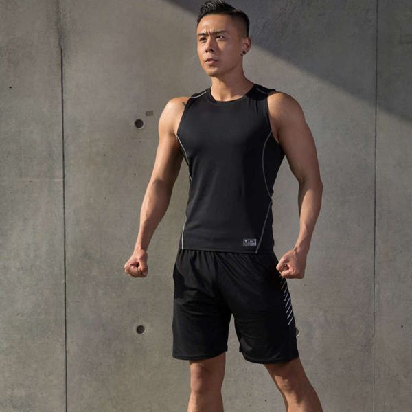 tights handuoshe two fitness men's sports piece gym training vest summer running suit, Gray
tights handuoshe two fitness men's sports piece gym training vest summer running suit, Gray
