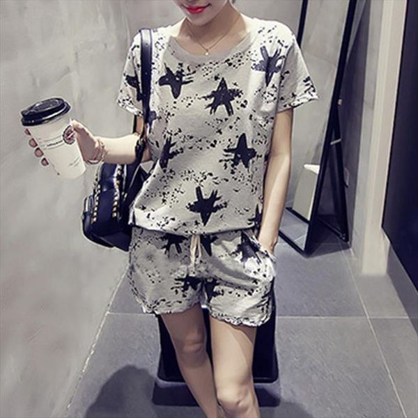 missky 2pcs set summer women suits short sleeve o neck casual loose fitting fashion printed shorts female clothes 2019 new, Gray
missky 2pcs set summer women suits short sleeve o neck casual loose fitting fashion printed shorts female clothes 2019 new, Gray